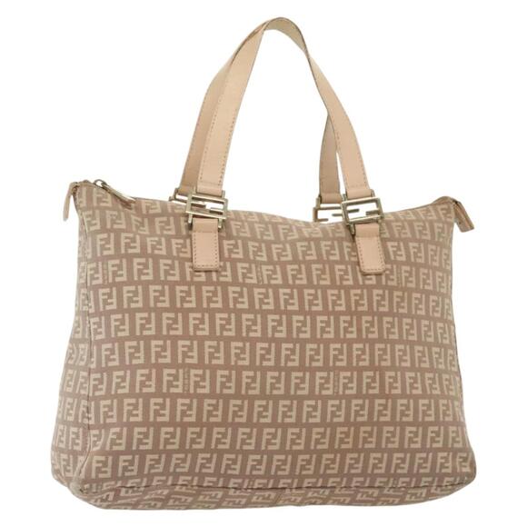 FENDI Zucchino Canvas Hand Bag Pink Gold - Picture 1 of 12
